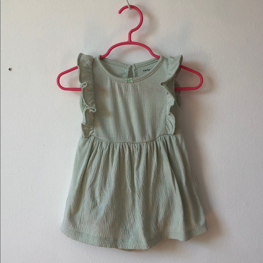 Carter's Light Sage Ruffle Sleeve Everyday Sun Dress